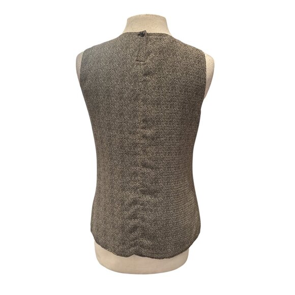 Covington Ruffle Front Sleeveless Blouse Women’s Size M Gray Black Herringbone P - Picture 4 of 8